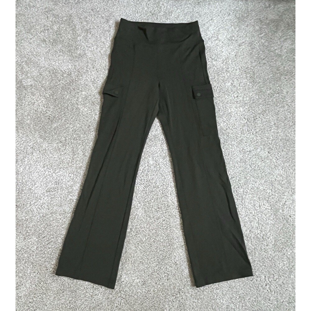 ATHLETA Delancey Straight Cargo Pant Army Green Flare Womens XS